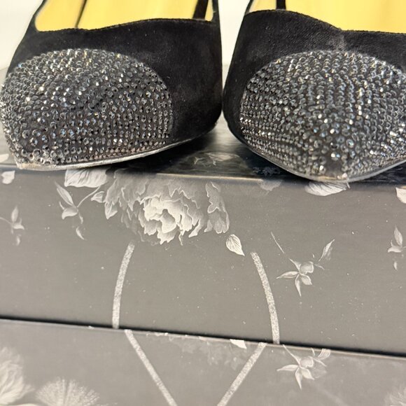 Sarah Flint Suede Perfect Pump 85mm with Crystal Toe and Heel Detail - Picture 11 of 15